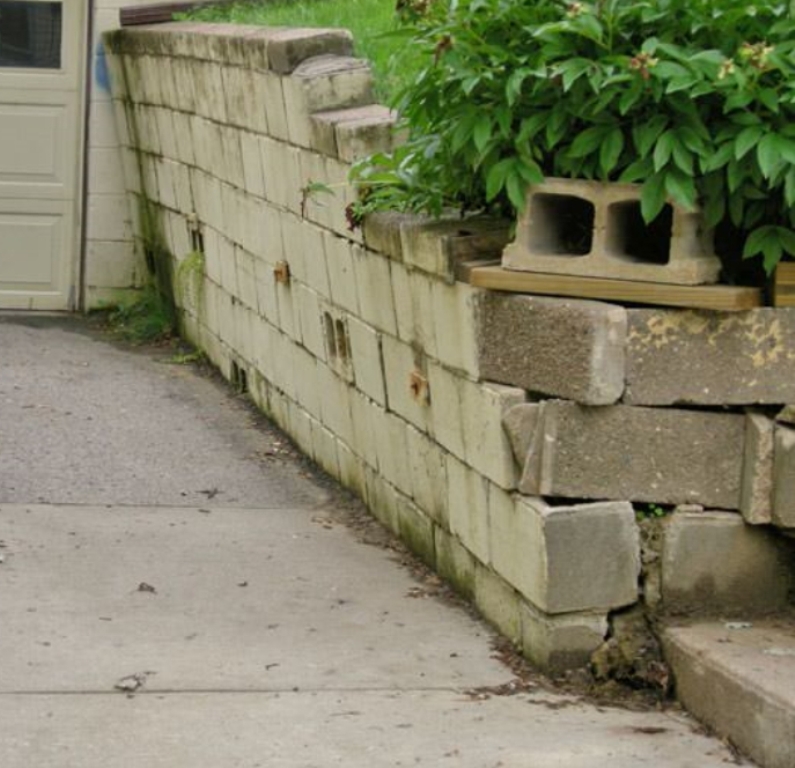 Repair Leaning Concrete Block Retaining Wall Wall Design Ideas